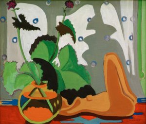 窓の前にプラスチックのある静物 作： Ernst Ludwig Kirchner